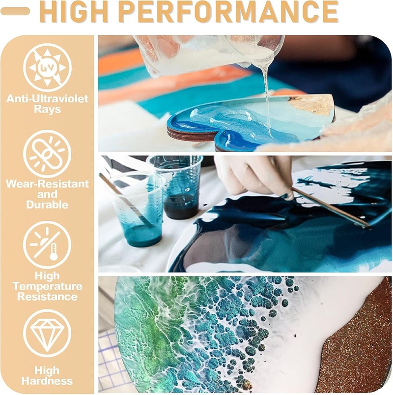 Puduo Epoxy Resin Kit 1.1Gallon，Newly Formulated Crystal Clear Epoxy Resin，Strong, Bubble-Free, Anti-Yellowing Art Resin That，Suitable for Casting, DIY, Resin Art, Molds, Easy to Mix 1:1 Ratio - Image 4